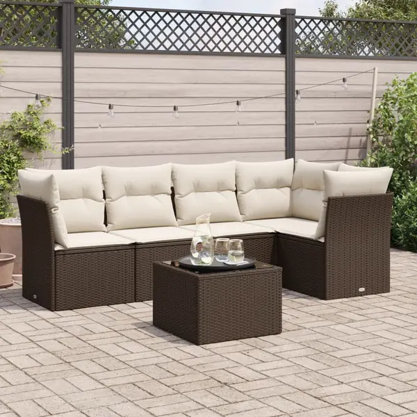 Gossi set canapele de gradina cu perne, 6 piese, maro, poliratan
