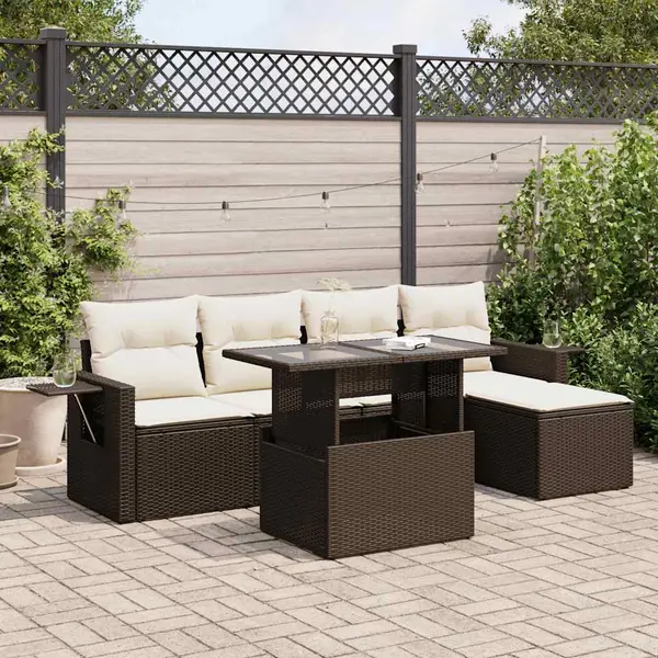 Gossi set canapele de gradina cu perne, 6 piese, maro, poliratan