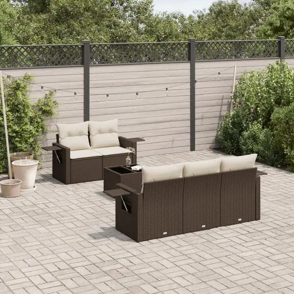 Gossi set canapele de gradina cu perne, 6 piese, maro, poliratan