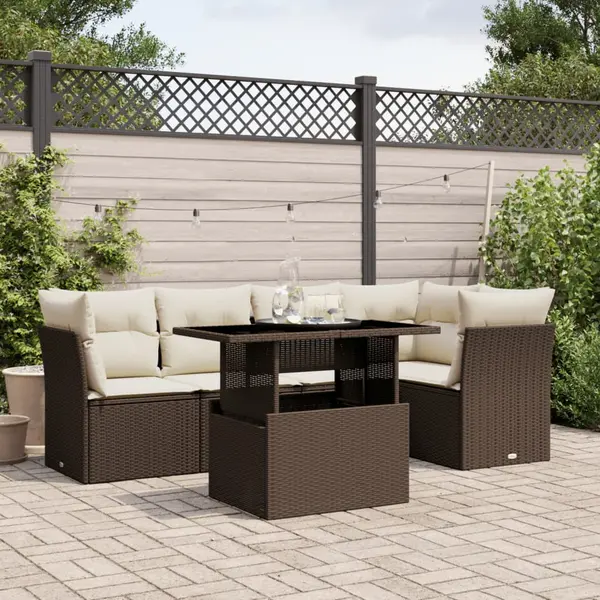 Gossi set canapele de gradina cu perne, 6 piese, maro, poliratan