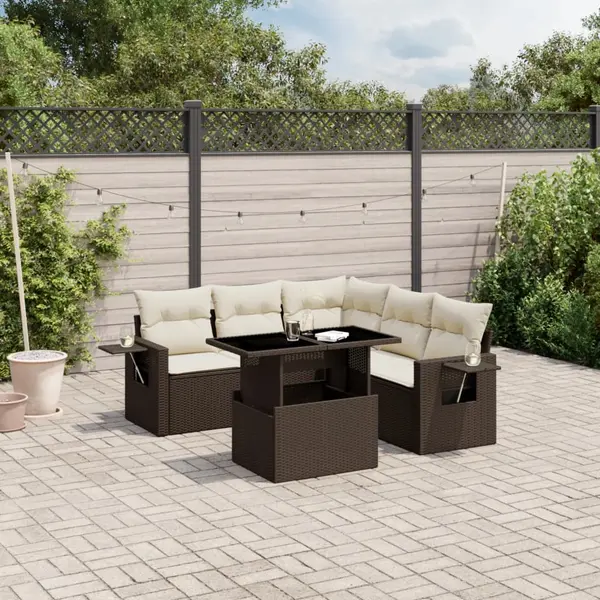 Gossi set canapele de gradina cu perne, 6 piese, maro, poliratan