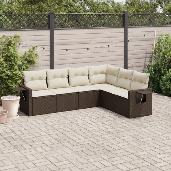 Gossi set canapele de gradina cu perne, 6 piese, maro, poliratan