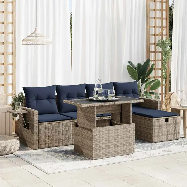 Gossi set canapele de gradina cu perne, 6 piese, maro, poliratan