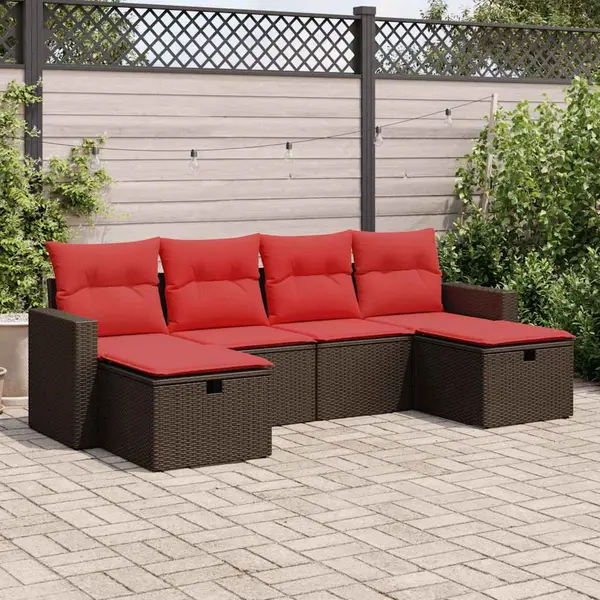Gossi set canapele de gradina cu perne, 6 piese, maro, poliratan