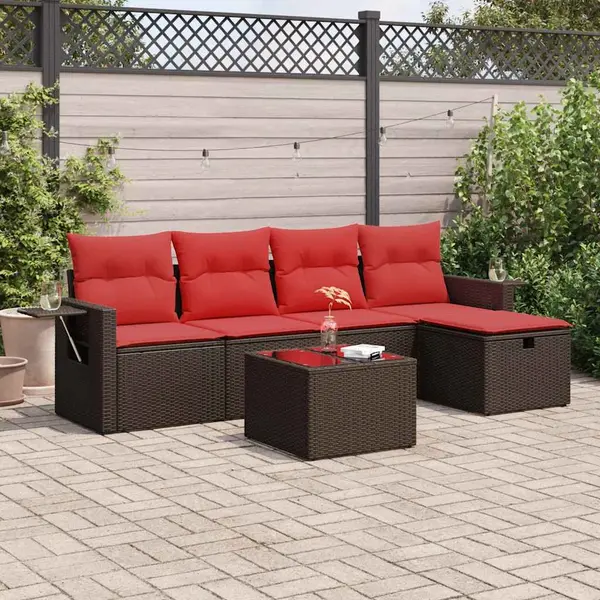 Gossi set canapele de gradina cu perne, 6 piese, maro, poliratan