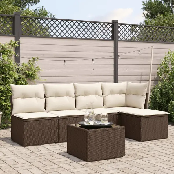 Gossi set canapele de gradina cu perne, 6 piese, maro, poliratan