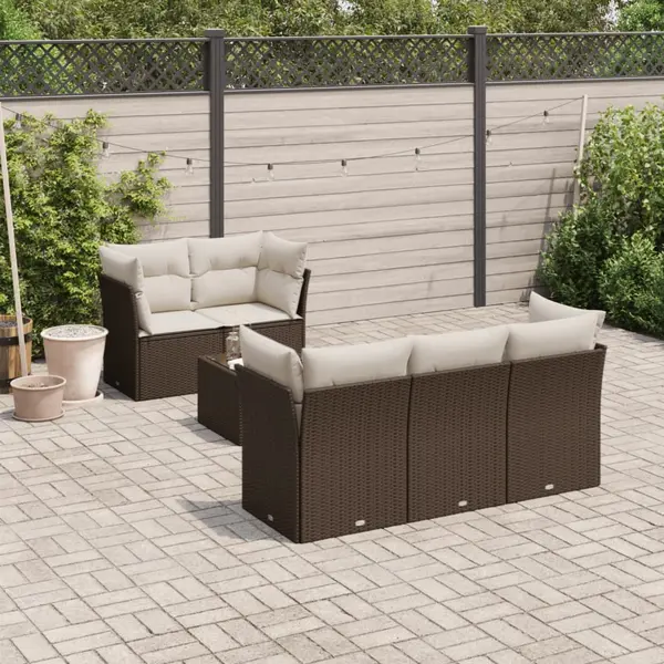 Gossi set canapele de gradina cu perne, 6 piese, maro, poliratan