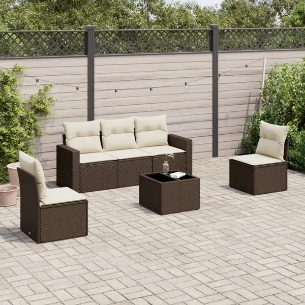 Gossi set canapele de gradina cu perne, 6 piese, maro, poliratan
