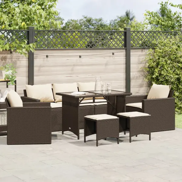 Gossi set canapele de gradina cu perne, 6 piese, maro, poliratan