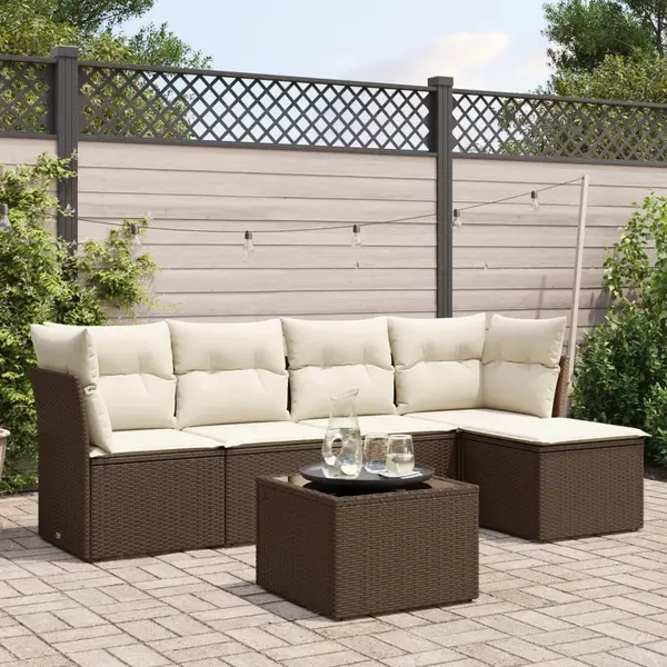 Gossi set canapele de gradina cu perne, 6 piese, maro, poliratan