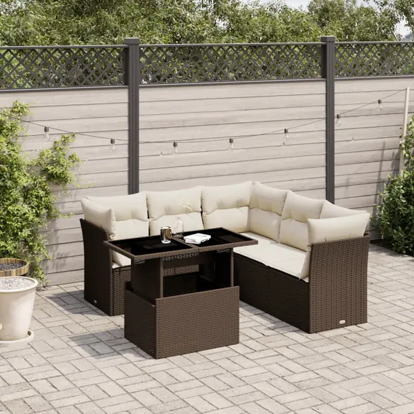 Gossi set canapele de gradina cu perne, 6 piese, maro, poliratan