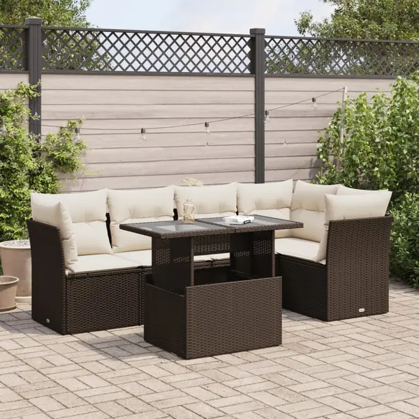 Gossi set canapele de gradina cu perne, 6 piese, maro, poliratan