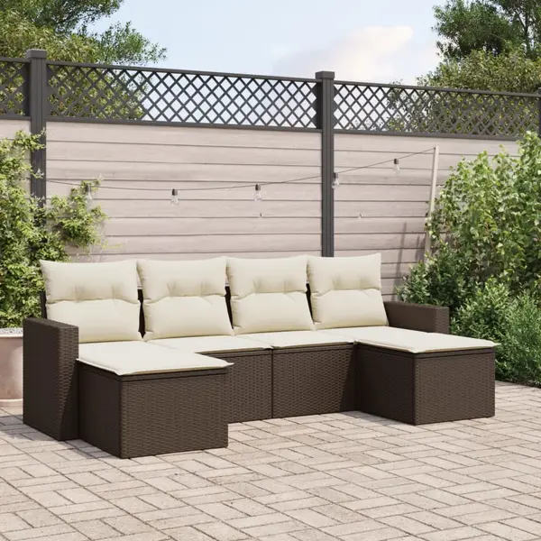 Gossi set canapele de gradina cu perne, 6 piese, maro, poliratan