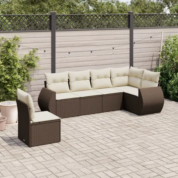 Gossi set canapele de gradina cu perne, 6 piese, maro, poliratan
