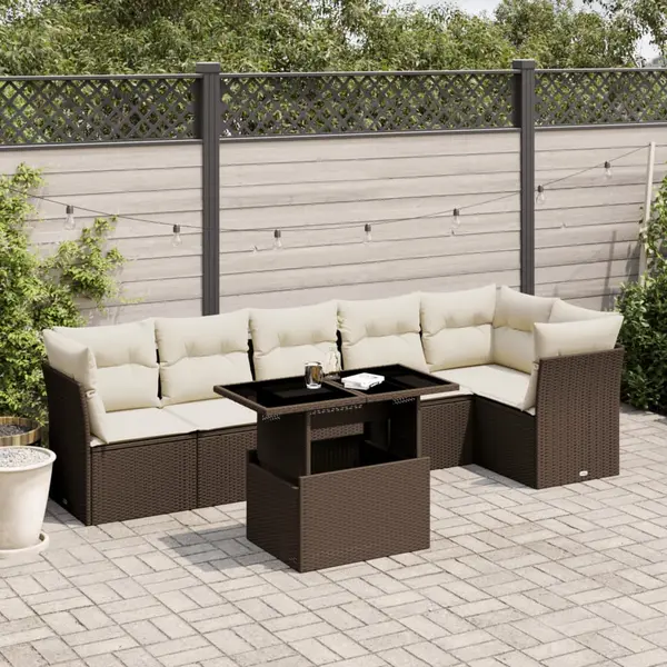 Gossi set canapele de gradina cu perne, 7 piese, maro, poliratan