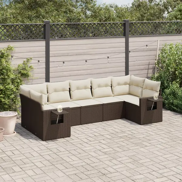 Gossi set canapele de gradina cu perne, 7 piese, maro, poliratan