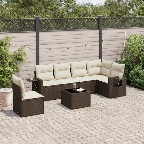 Gossi set canapele de gradina cu perne, 7 piese, maro, poliratan