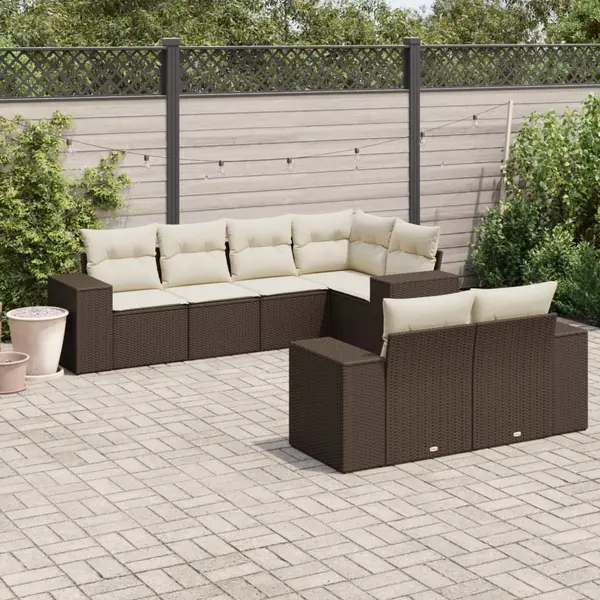 Gossi set canapele de gradina cu perne, 7 piese, maro, poliratan