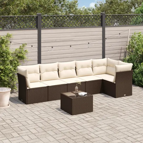 Gossi set canapele de gradina cu perne, 7 piese, maro, poliratan