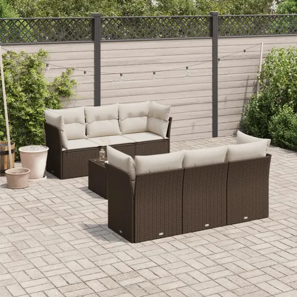 Gossi set canapele de gradina cu perne, 7 piese, maro, poliratan