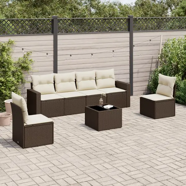 Gossi set canapele de gradina cu perne, 7 piese, maro, poliratan