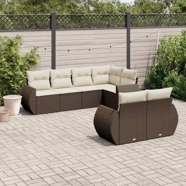 Gossi set canapele de gradina cu perne, 7 piese, maro, poliratan
