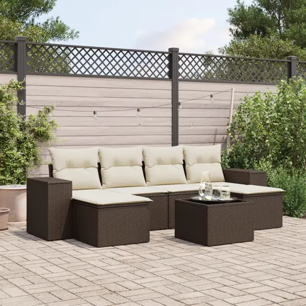 Gossi set canapele de gradina cu perne, 7 piese, maro, poliratan