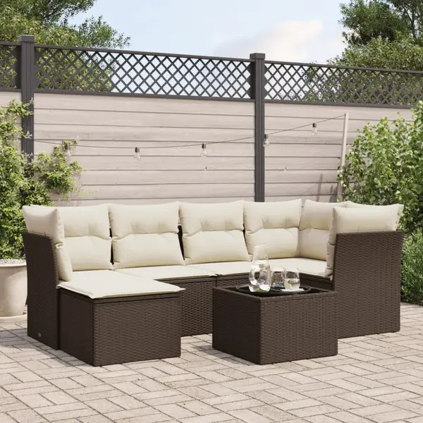 Gossi set canapele de gradina cu perne, 7 piese, maro, poliratan