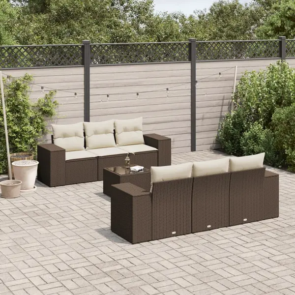 Gossi set canapele de gradina cu perne, 7 piese, maro, poliratan