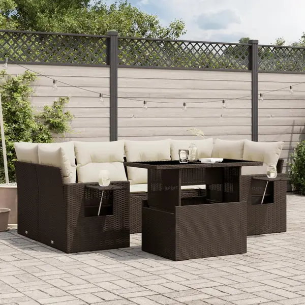 Gossi set canapele de gradina cu perne, 7 piese, maro, poliratan