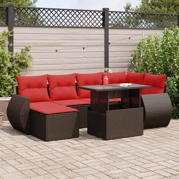 Gossi set canapele de gradina cu perne, 7 piese, maro, poliratan