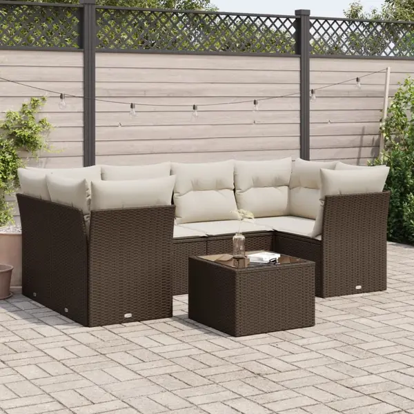 Gossi set canapele de gradina cu perne, 7 piese, maro, poliratan