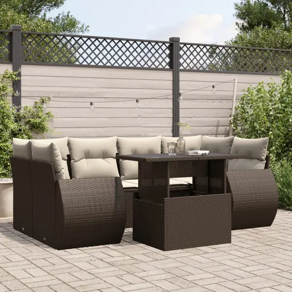 Gossi set canapele de gradina cu perne, 7 piese, maro, poliratan