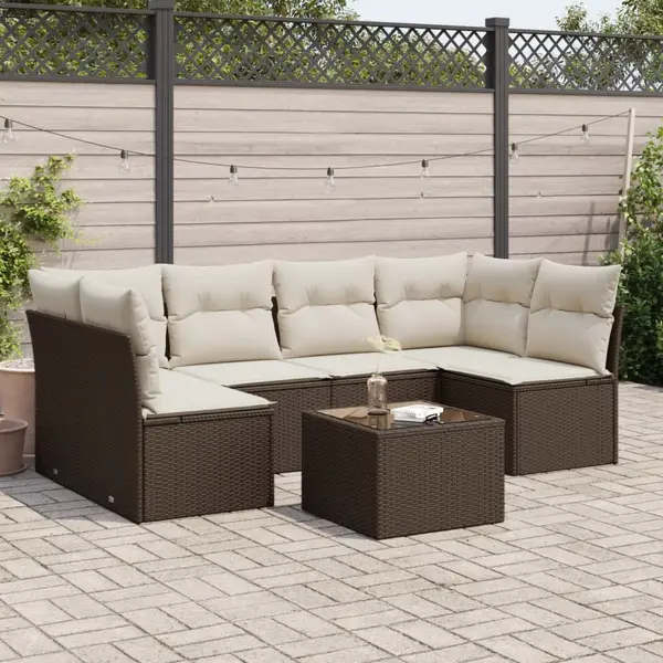 Gossi set canapele de gradina cu perne, 7 piese, maro, poliratan