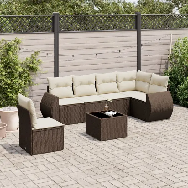 Gossi set canapele de gradina cu perne, 7 piese, maro, poliratan