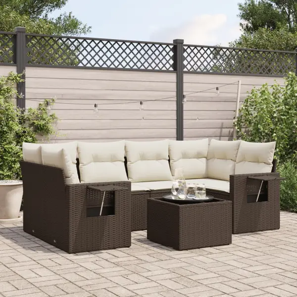 Gossi set canapele de gradina cu perne, 7 piese, maro, poliratan