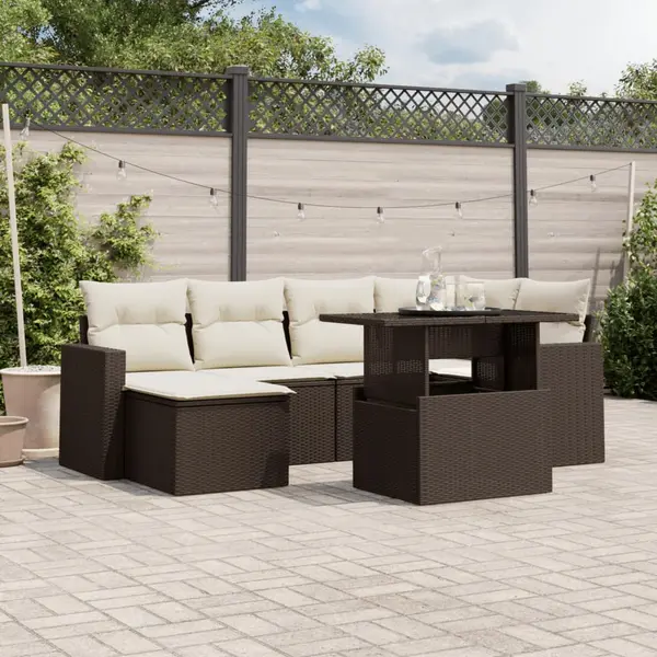 Gossi set canapele de gradina cu perne, 7 piese, maro, poliratan