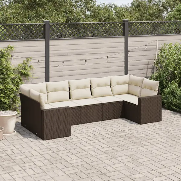 Gossi set canapele de gradina cu perne, 7 piese, maro, poliratan