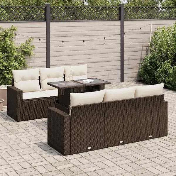 Gossi set canapele de gradina cu perne, 7 piese, maro, poliratan