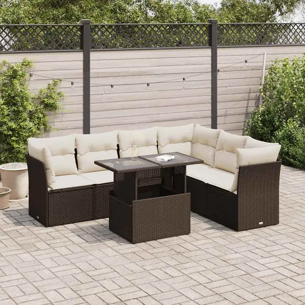 Gossi set canapele de gradina cu perne, 7 piese, maro, poliratan