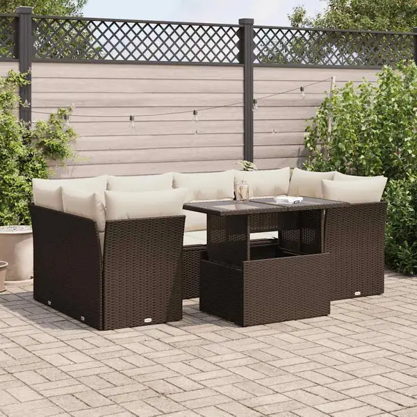 Gossi set canapele de gradina cu perne, 7 piese, maro, poliratan