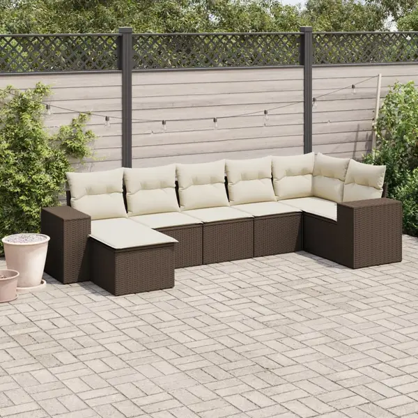 Gossi set canapele de gradina cu perne, 7 piese, maro, poliratan