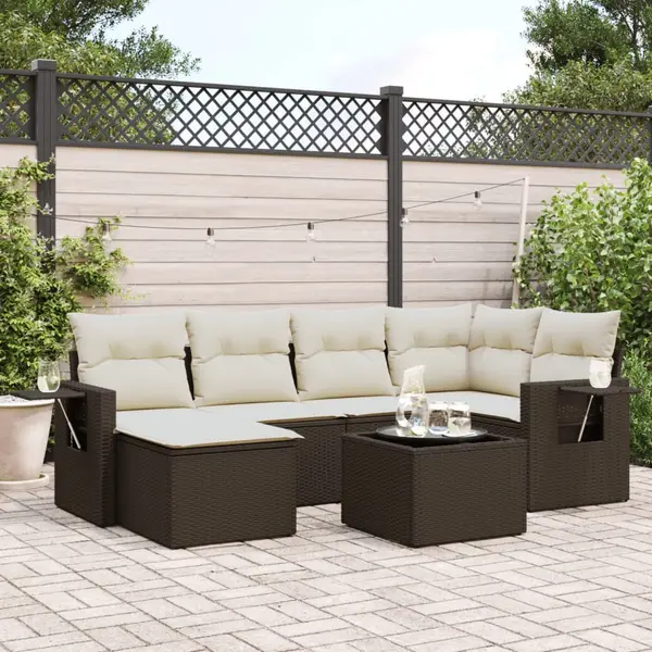 Gossi set canapele de gradina cu perne, 7 piese, maro, poliratan