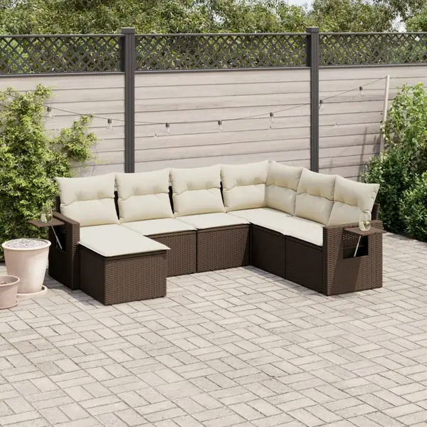 Gossi set canapele de gradina cu perne, 7 piese, maro, poliratan