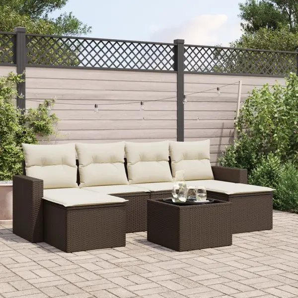 Gossi set canapele de gradina cu perne, 7 piese, maro, poliratan