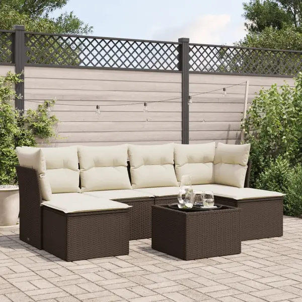 Gossi set canapele de gradina cu perne, 7 piese, maro, poliratan
