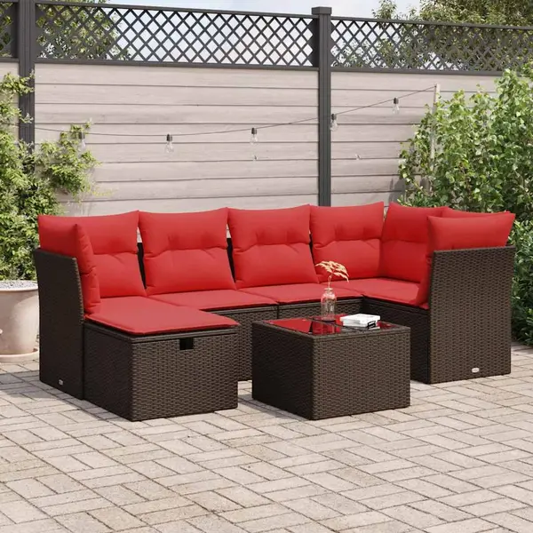 Gossi set canapele de gradina cu perne, 7 piese, maro, poliratan