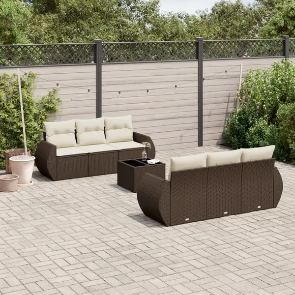 Gossi set canapele de gradina cu perne, 7 piese, maro, poliratan