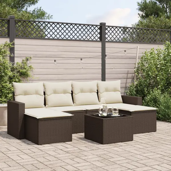 Gossi set canapele de gradina cu perne, 7 piese, maro, poliratan