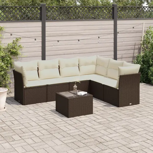 Gossi set canapele de gradina cu perne, 7 piese, maro, poliratan